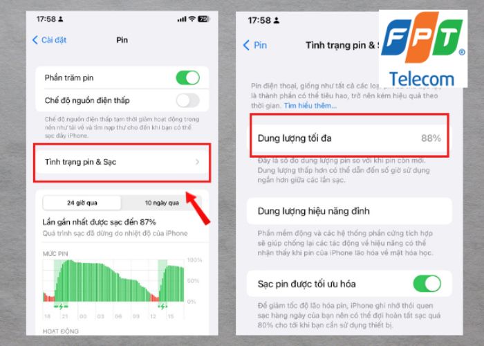 kiểm tra pin Iphone